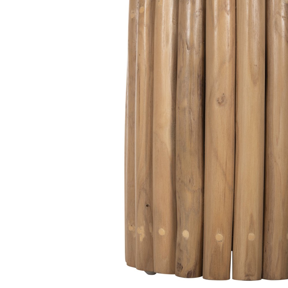 BEISTELLTISCH RUND TEAK-ZWEIGE IN NATÜRLICHER FARBE Φ29,5x40,5Hcm