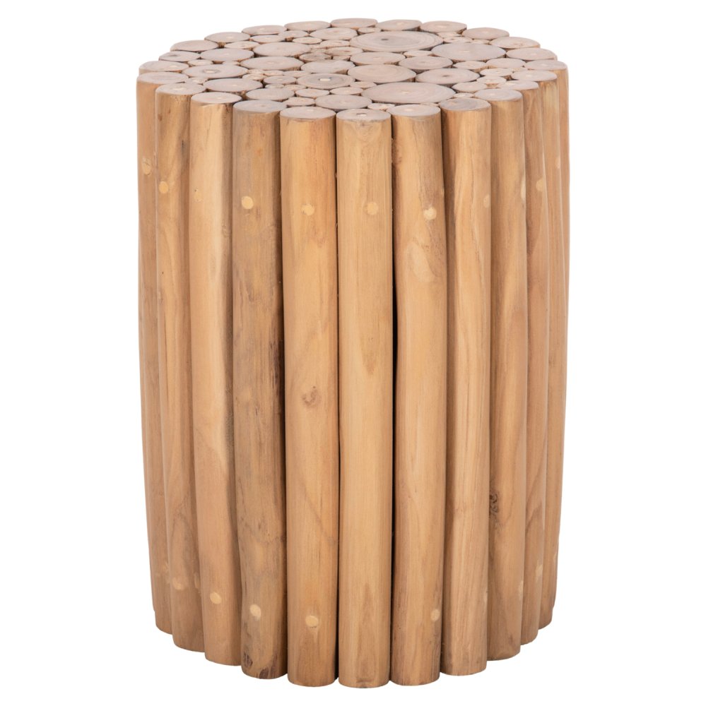 BEISTELLTISCH RUND TEAK-ZWEIGE IN NATÜRLICHER FARBE Φ29,5x40,5Hcm