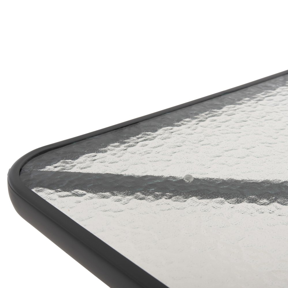 OUTDOOR-TISCH QUADRATISCH FIGO GRAU METALL-GLAS TISCHPLATTE 80Χ80Χ71Hcm