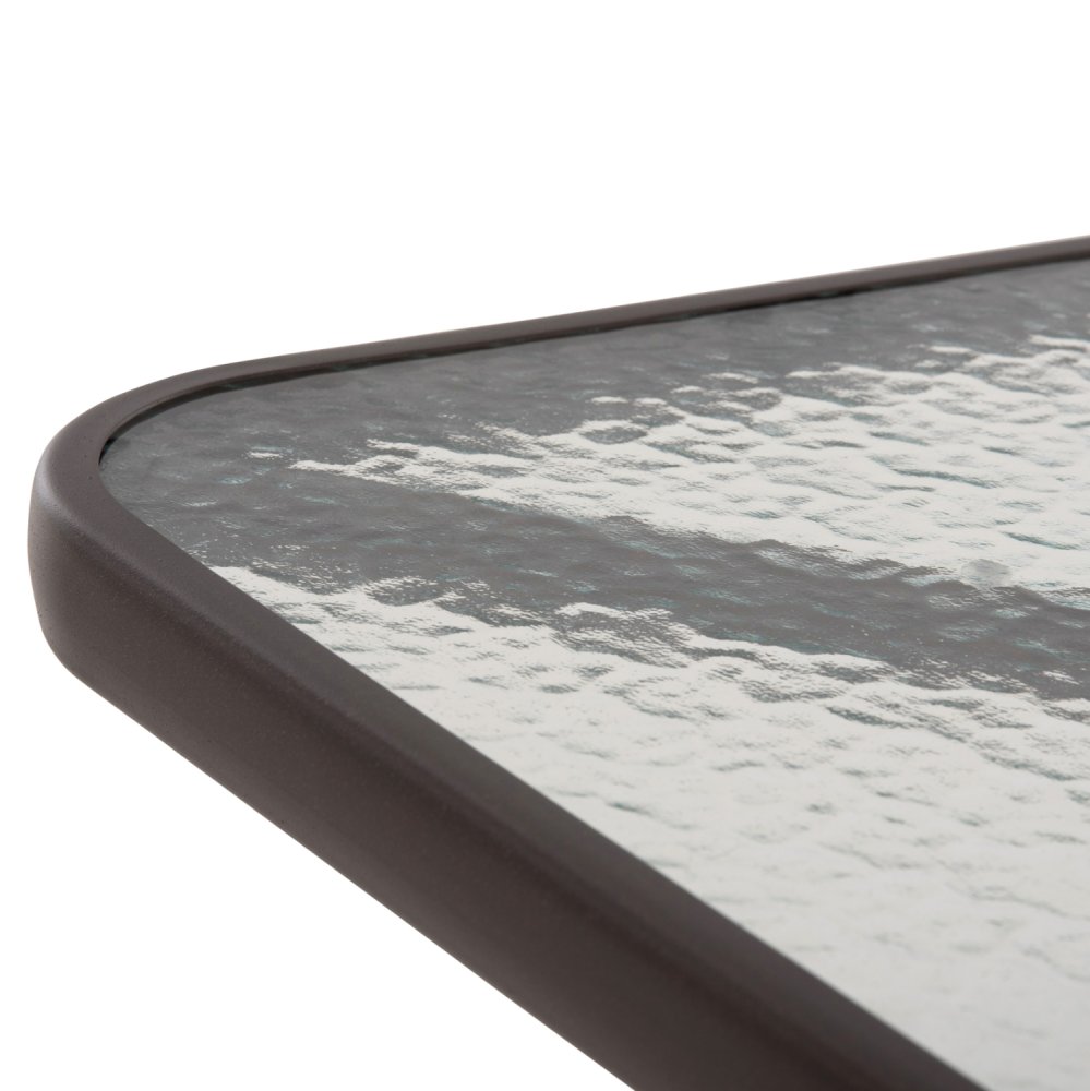 OUTDOOR-TISCH QUADRATISCH FIGO BRAUN METALL-GLAS TISCHPLATTE 80Χ80Χ71Hcm