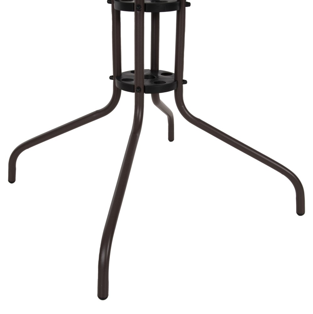 OUTDOOR-TISCH QUADRATISCH FIGO BRAUN METALL-GLAS TISCHPLATTE 80Χ80Χ71Hcm