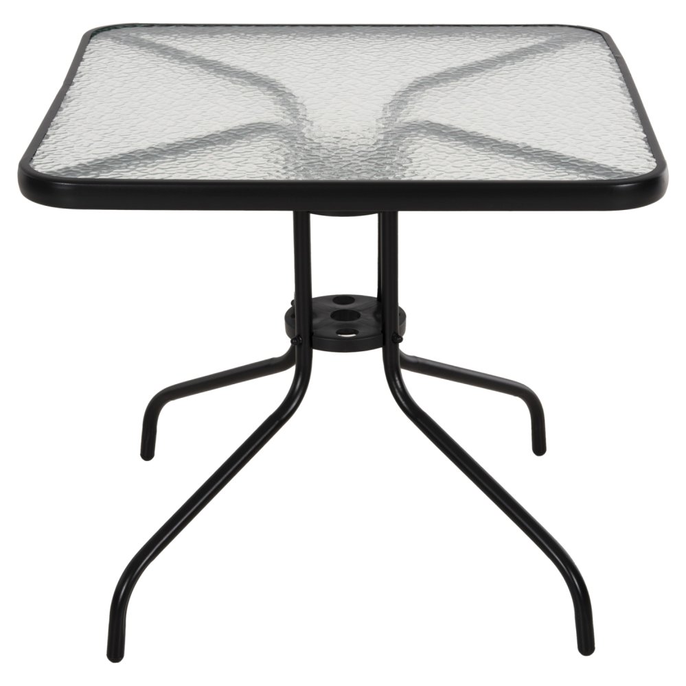 OUTDOOR-TISCH QUADRATISCH FIGO SCHWARZ METALL-GLAS TISCHPLATTE 80Χ80Χ71Hcm