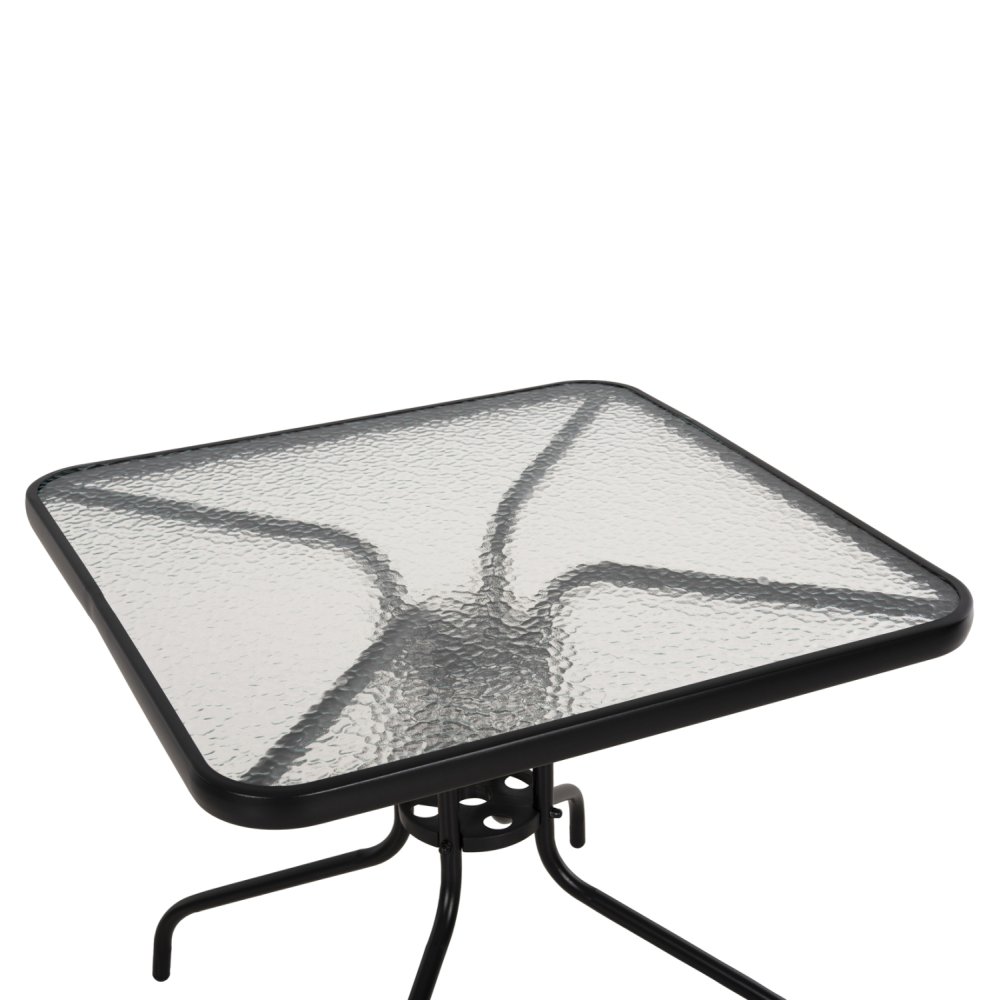 OUTDOOR-TISCH QUADRATISCH FIGO SCHWARZ METALL-GLAS TISCHPLATTE 80Χ80Χ71Hcm