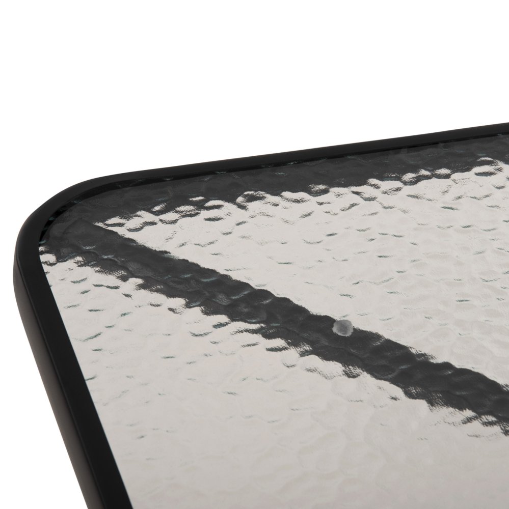 OUTDOOR-TISCH QUADRATISCH FIGO SCHWARZ METALL-GLAS TISCHPLATTE 80Χ80Χ71Hcm
