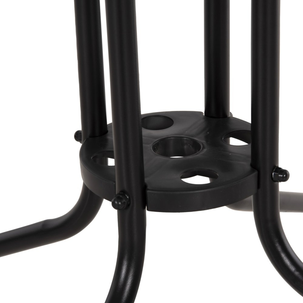 OUTDOOR-TISCH QUADRATISCH FIGO SCHWARZ METALL-GLAS TISCHPLATTE 80Χ80Χ71Hcm