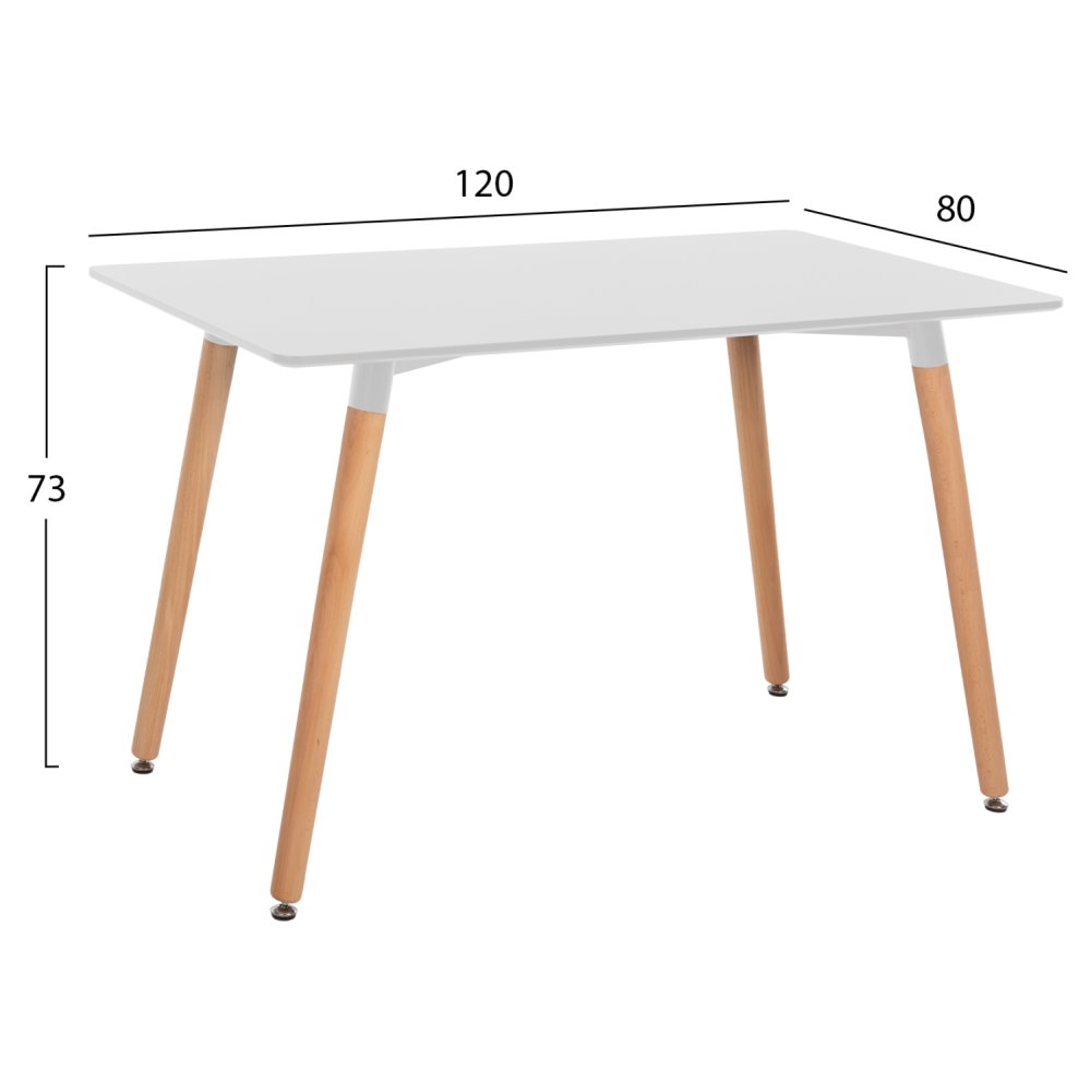 Rechteckiger weißer Tisch 120x80x73H cm