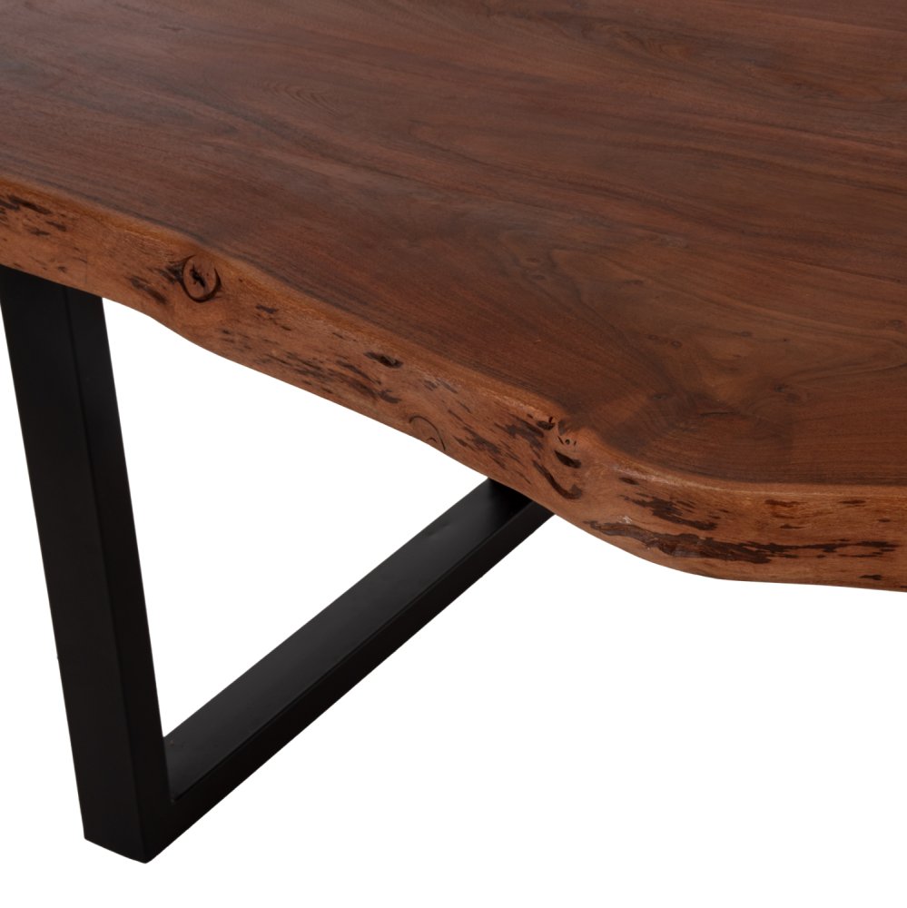 ESSTISCH MONTANA MASSIVES AKAZIENHOLZ IN WALNUSSFARBE - TISCHPLATTENSTÄRKE 5,5 cm - 200 x 95 x 81 Hcm