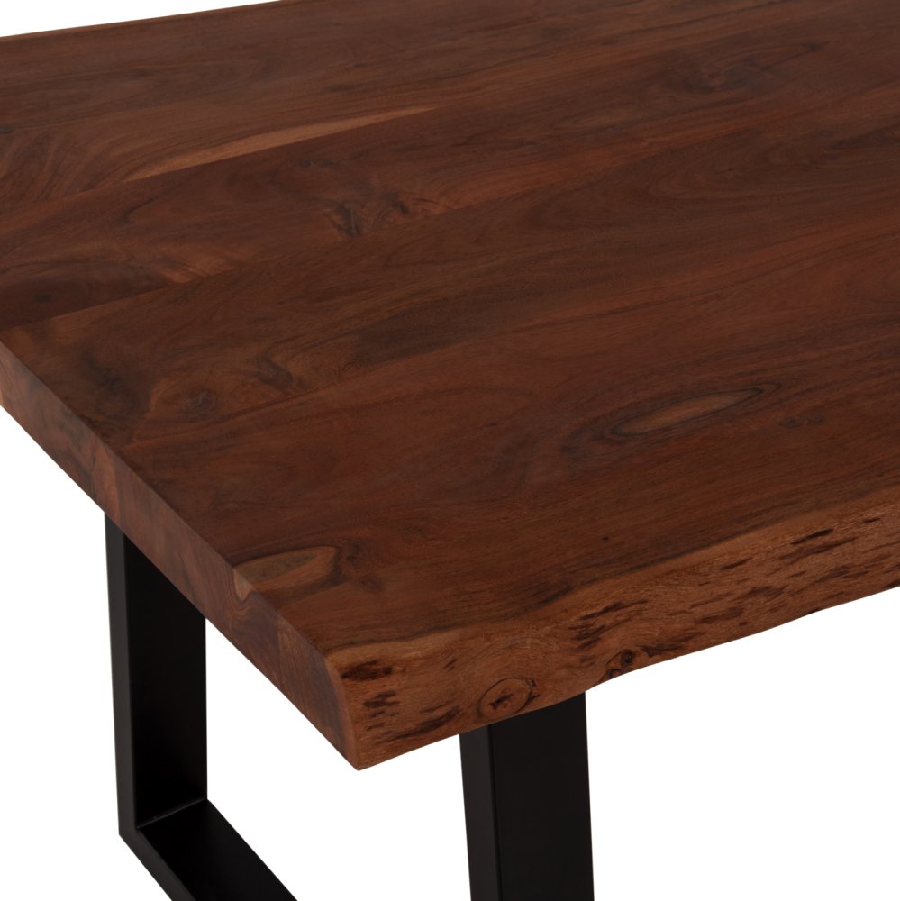 ESSTISCH MONTANA MASSIVES AKAZIENHOLZ IN WALNUSSFARBE - TISCHPLATTENSTÄRKE 5,5 cm - 200 x 95 x 81 Hcm