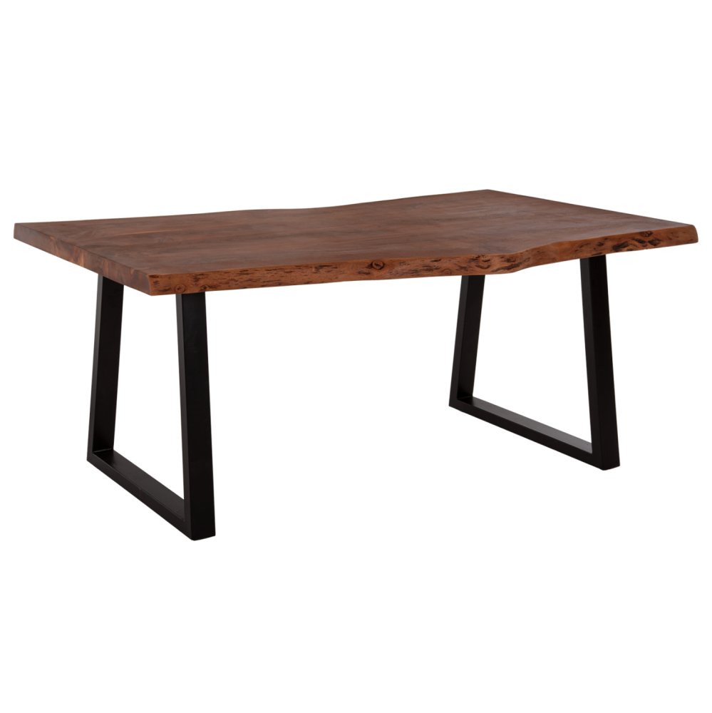 ESSTISCH MONTANA MASSIVES AKAZIENHOLZ IN WALNUSSFARBE - TISCHPLATTENSTÄRKE 5,5 cm - 200 x 95 x 81 Hcm