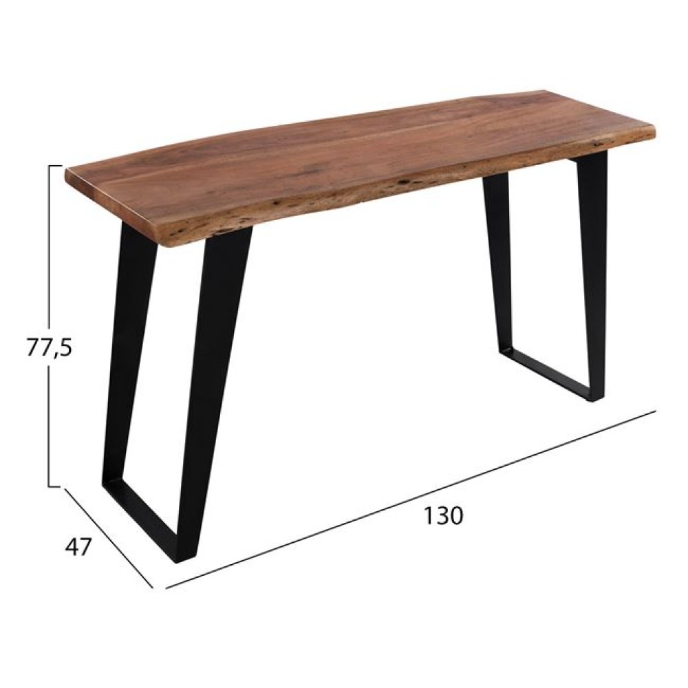 Tisch Alicia aus massivem Akazienholz 130x47x77,5 cm | Baumstamm Möbel