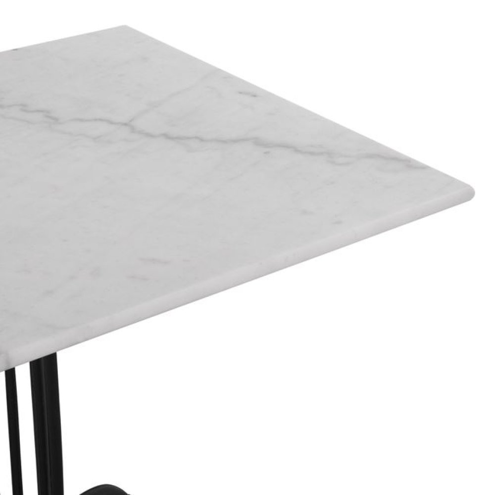 Bistrotisch aus Gusseisen mit Marmoroberfläche 70x70xH72,5 cm.