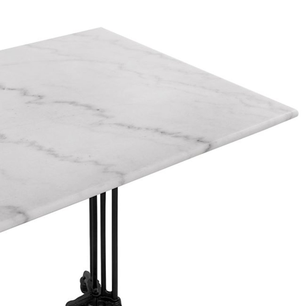 Komplett-Tisch aus Gusseisen mit Marmoroberfläche 110x70xH72,5 cm