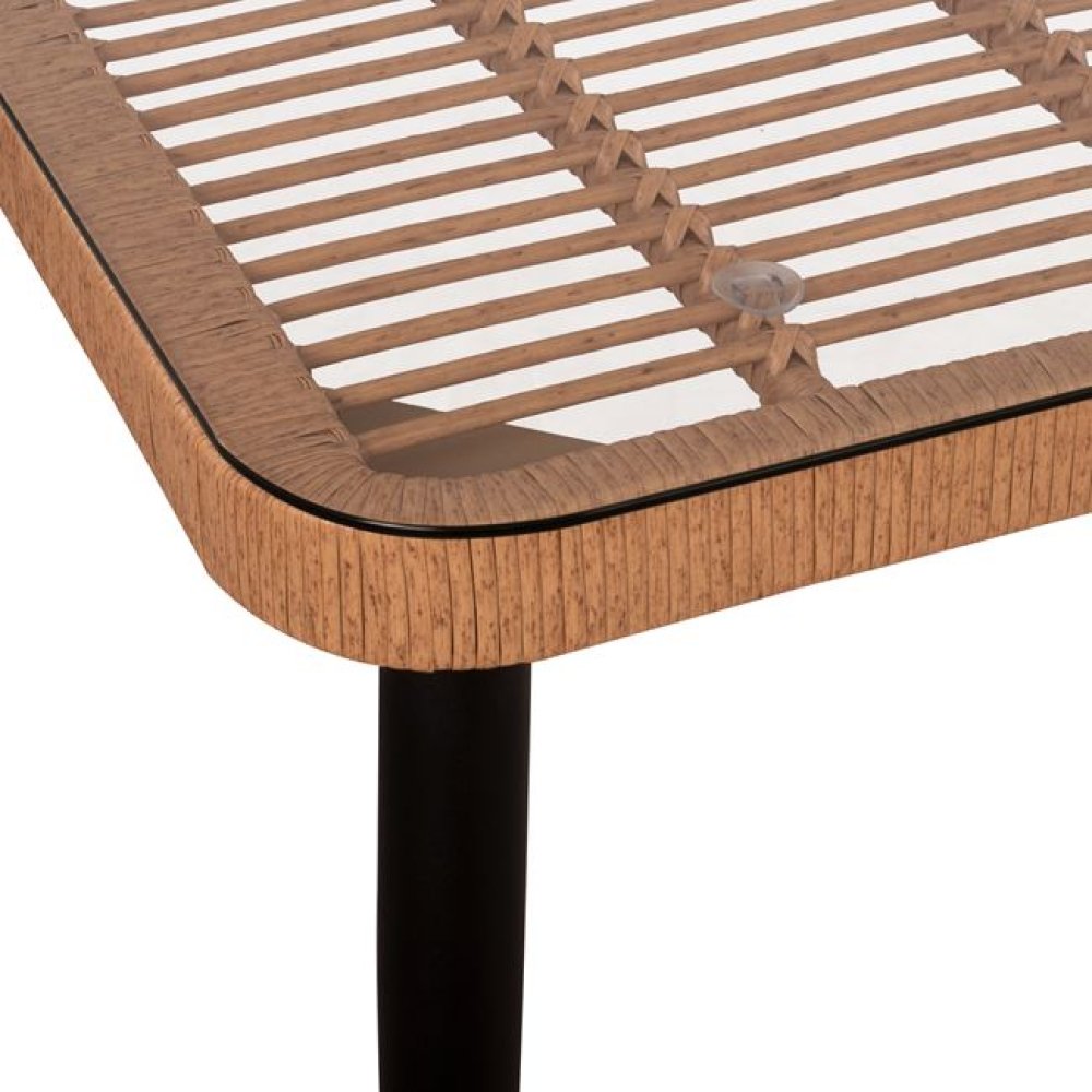 Metal table made of black metal and wicker 160x90x78 cm.