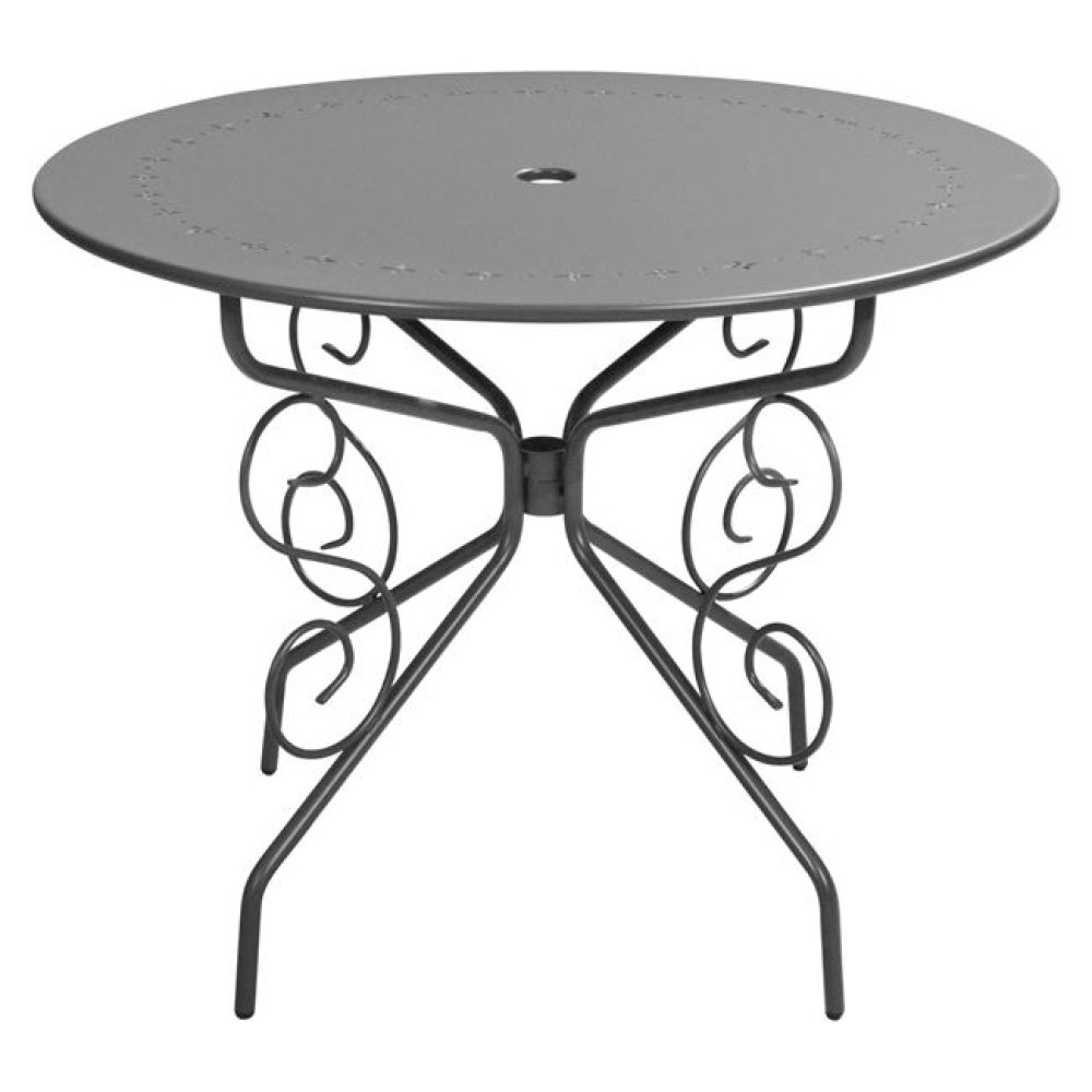 Outdoor-Tisch aus Metall mit Verzierung in Anthrazit