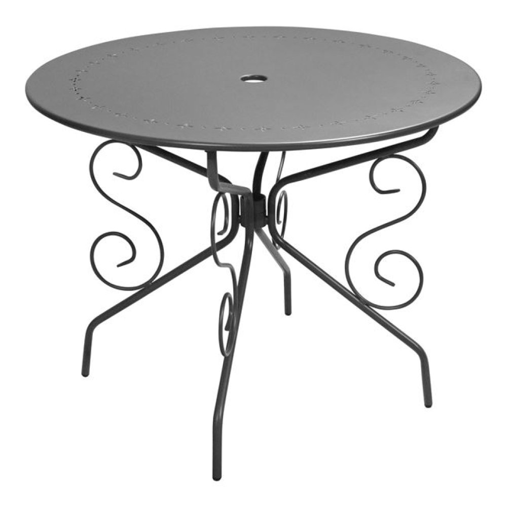 Outdoor-Tisch aus Metall mit Verzierung in Anthrazit