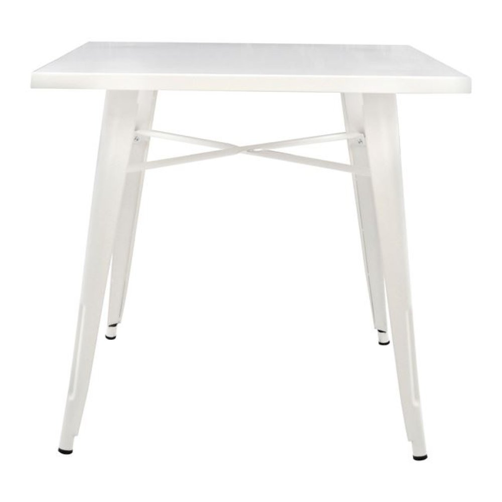Metallic table in milk white color 80x80x76cm