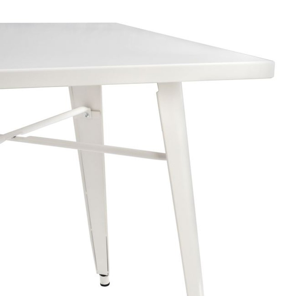 Metallic table in milk white color 80x80x76cm