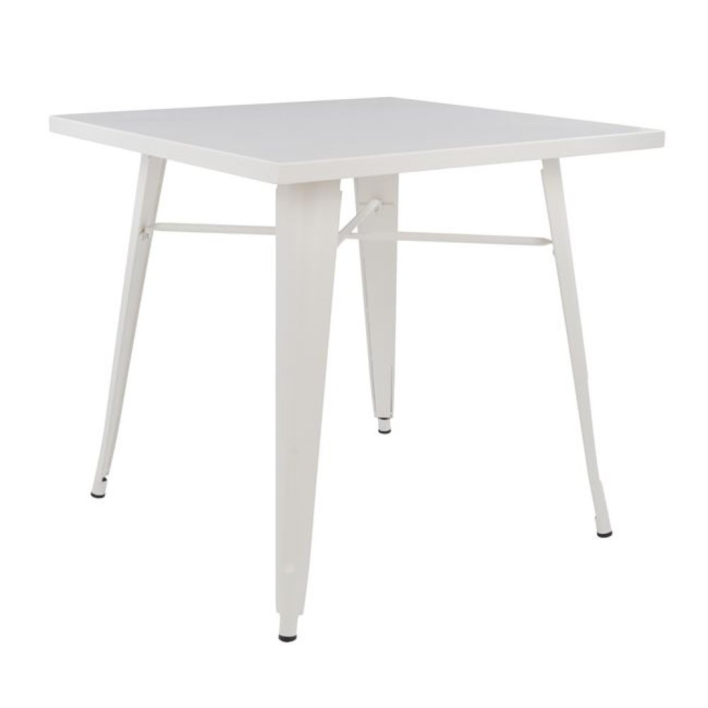 Metallic table in milk white color 80x80x76cm