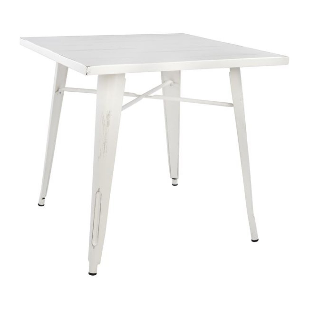 Metal table in the color white patina 80x80x76 cm
