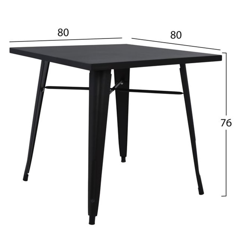 Μεταλλικό τραπέζι σε μαύρο ματ χρώμα 80x80x76cm