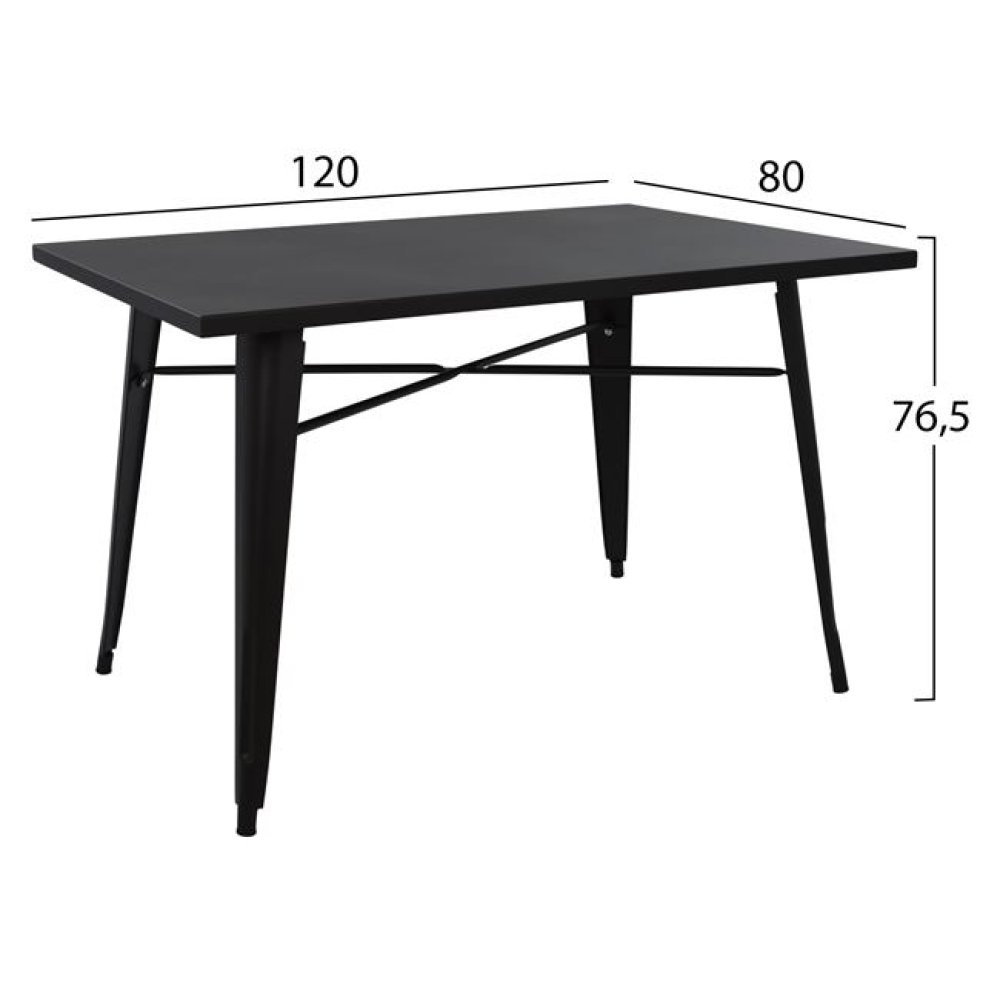 Metal table in matt black color 120x80x76 cm