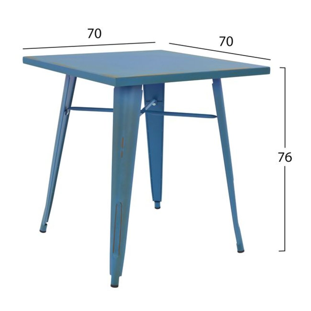 Μεταλλικό τραπέζι σε μπλε πατίνα χρώμα 70x70x76 cm
