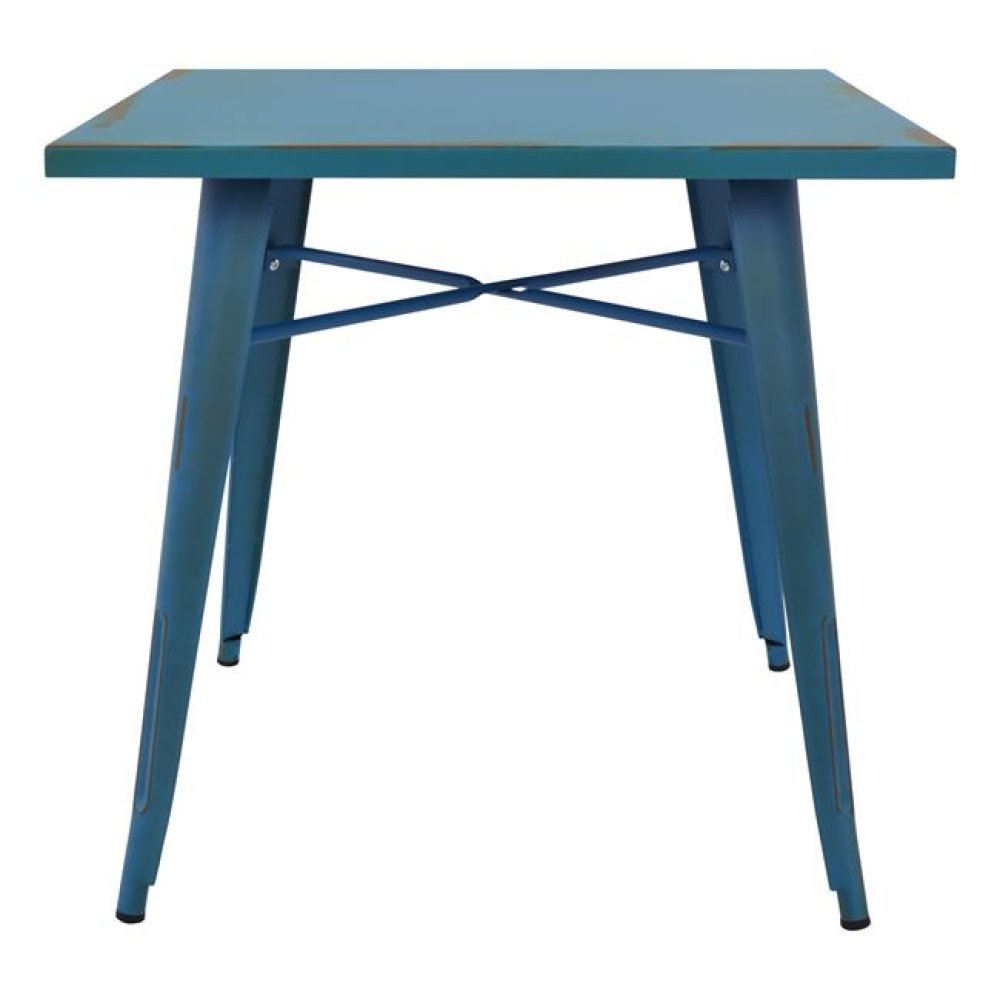 Metal table in the color blue patina 80x80x76cm