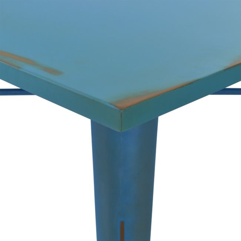Metal table in the color blue patina 80x80x76cm