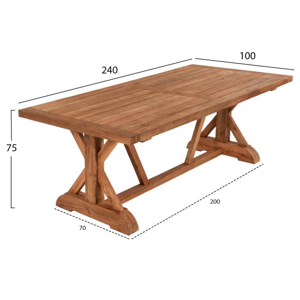 ESSTISCH KRONOS RECYCELTES TEAKHOLZ IN NATURAL 240x100x75 cm