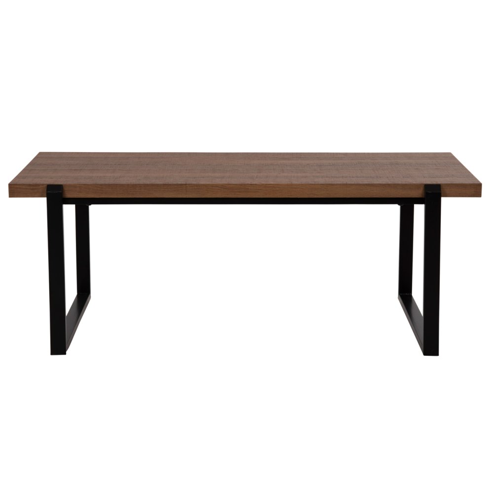 COFFEE TABLE MDF IN WALNUT TABLETOP-BLACK METAL BASE 120x60X46Hcm