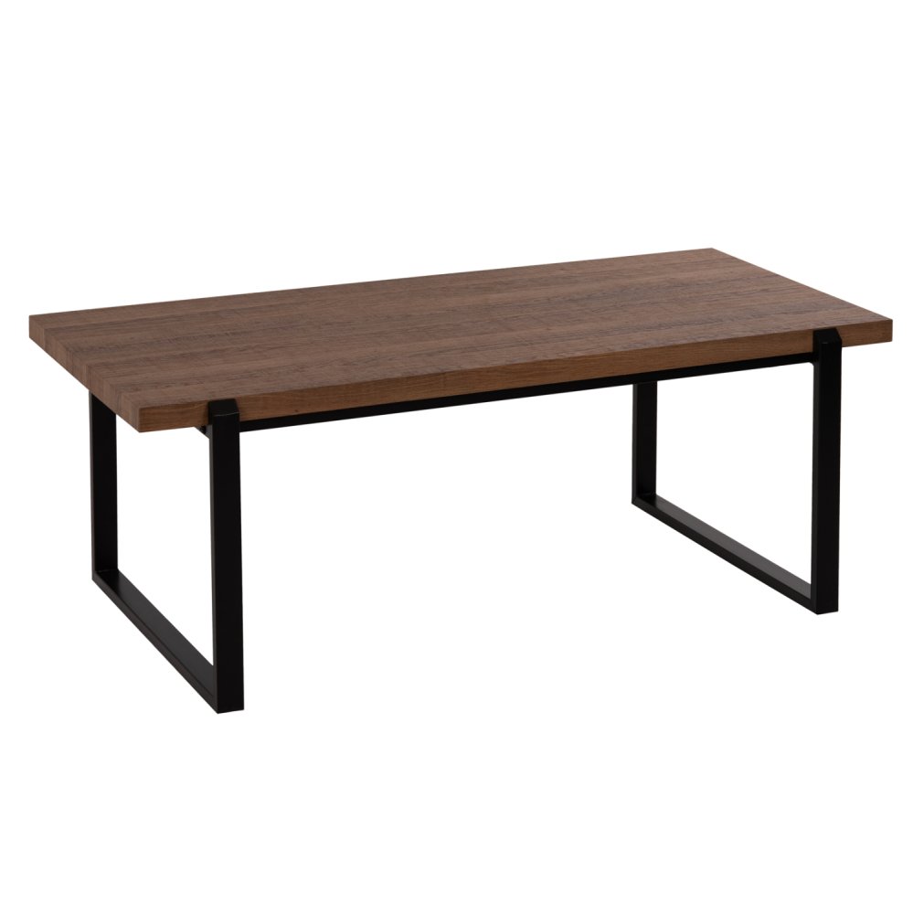 COFFEE TABLE MDF IN WALNUT TABLETOP-BLACK METAL BASE 120x60X46Hcm