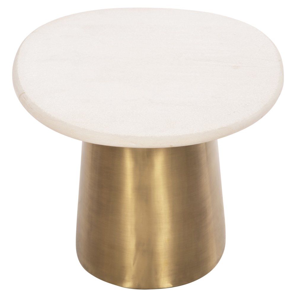 COUCHTISCH FODEN TISCHPLATTE AUS KÖRNERWEISSEM MARMOR UND METALL IN GOLD, 90 x 60 x 41 H cm