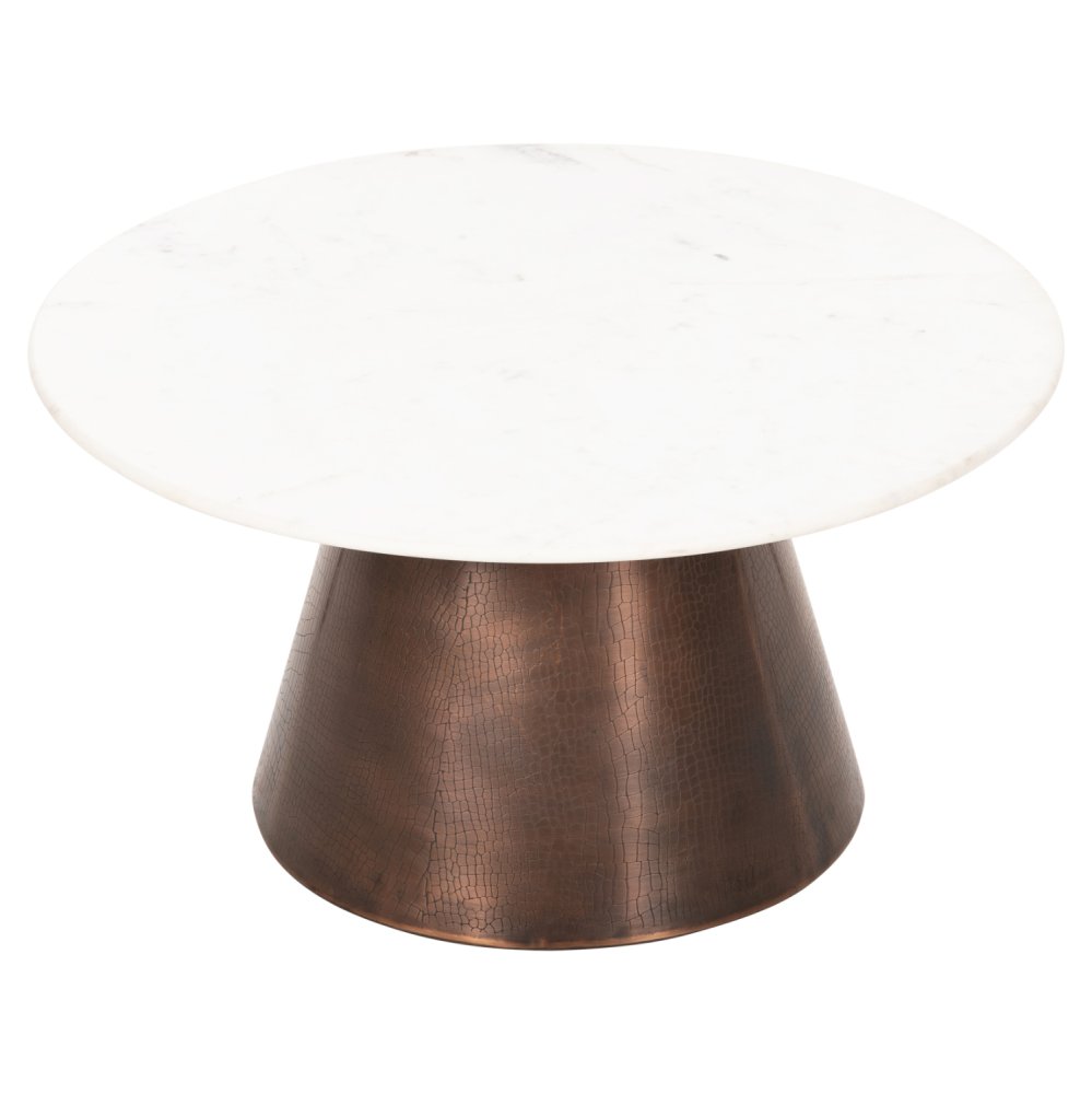 FODEN WOHNZIMMERTISCH WEISSE MARMORPLATTE UND METALL Φ77x40cm