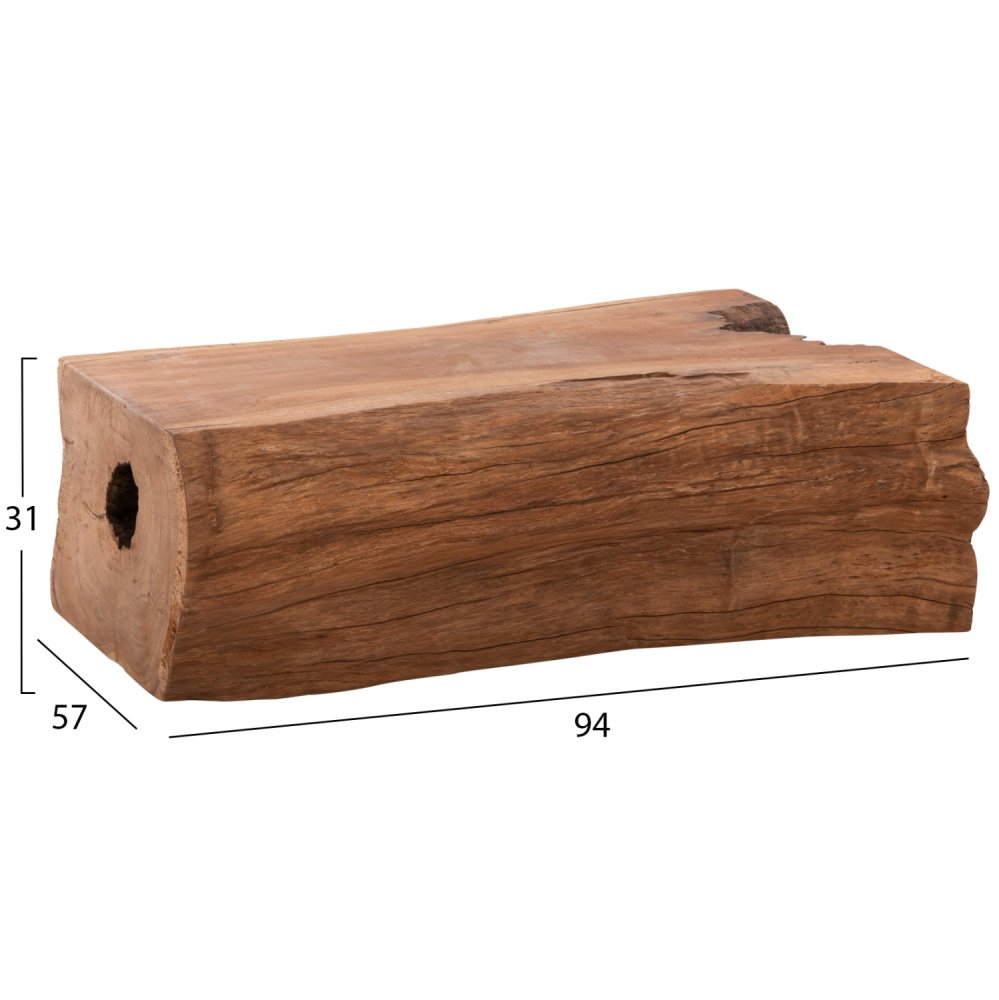 COUCHTISCH TORANKU TEAKHOLZ MASSIVER STAMM IN NATUR