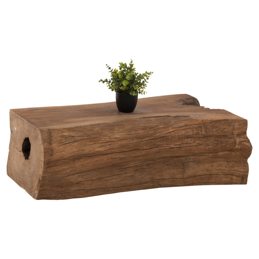 COUCHTISCH TORANKU TEAKHOLZ MASSIVER STAMM IN NATUR