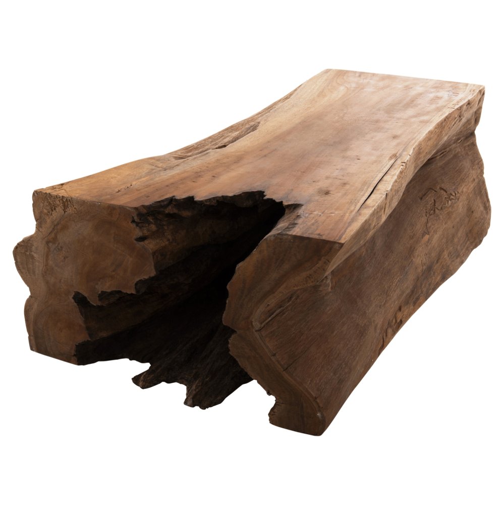 COUCHTISCH TORANKU TEAKHOLZ MASSIVER STAMM IN NATUR