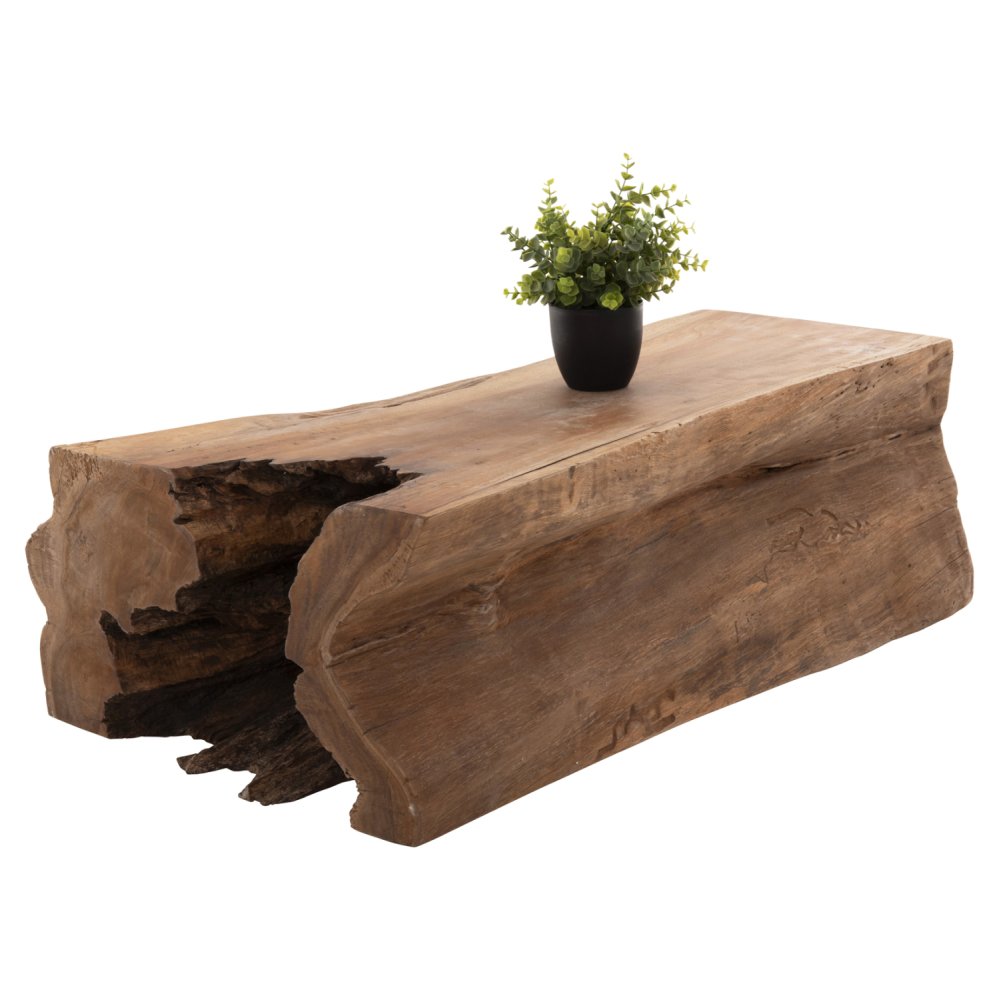 COUCHTISCH TORANKU TEAKHOLZ MASSIVER STAMM IN NATUR
