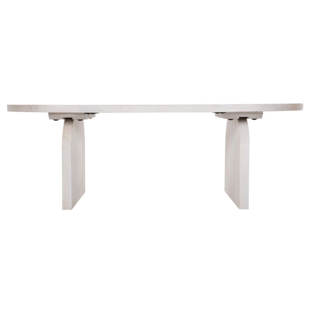 COUCHTISCH OVAL HONKY MANGOHOLZ MASSIV IN WEISS 120x60x40Hcm