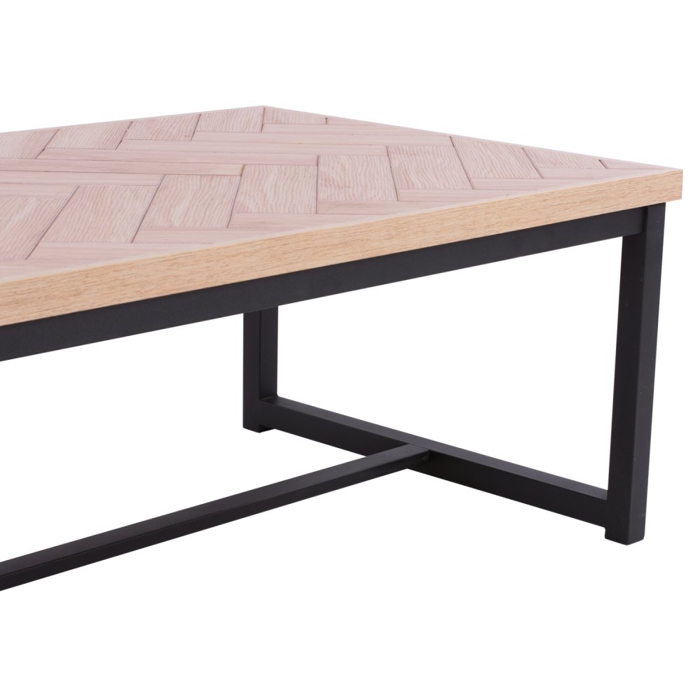 Couchtisch "Chanelle" in natürlicher Farbe mit schwarzen Füßen 110x59x38 cm