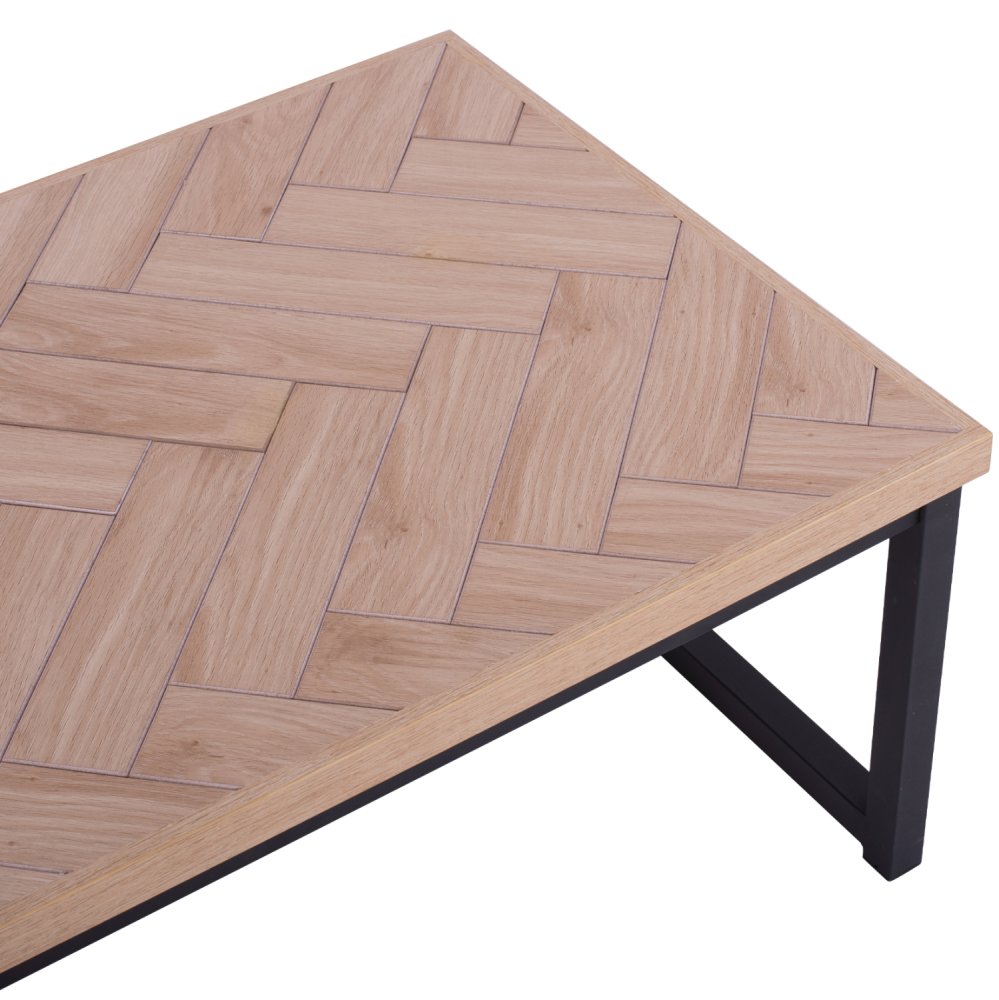 Couchtisch "Chanelle" in natürlicher Farbe mit schwarzen Füßen 110x59x38 cm