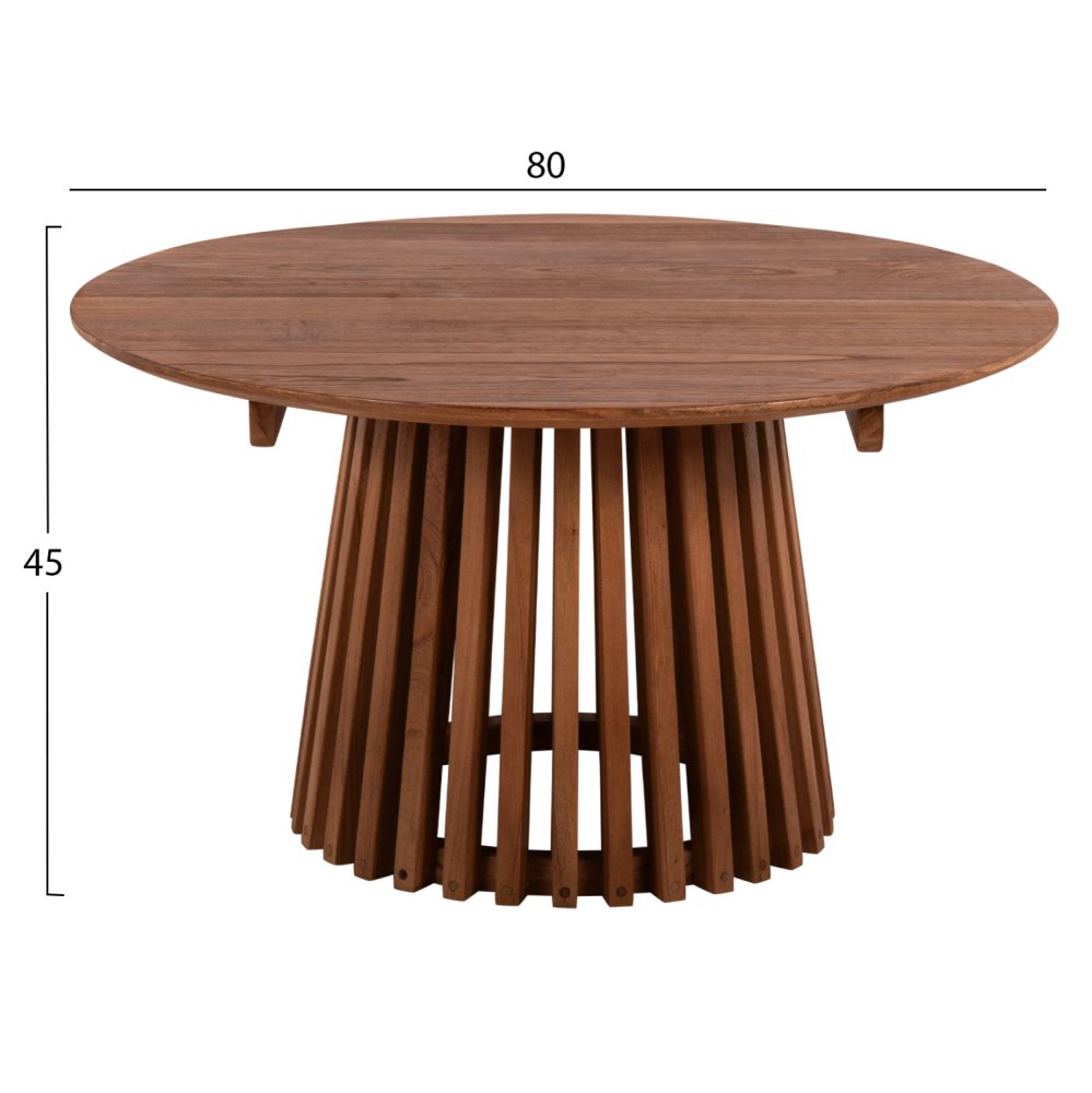 COUCHTISCH RUND MASSIVES MINDIHOLZ-NATÜRLICH Φ80X45H cm