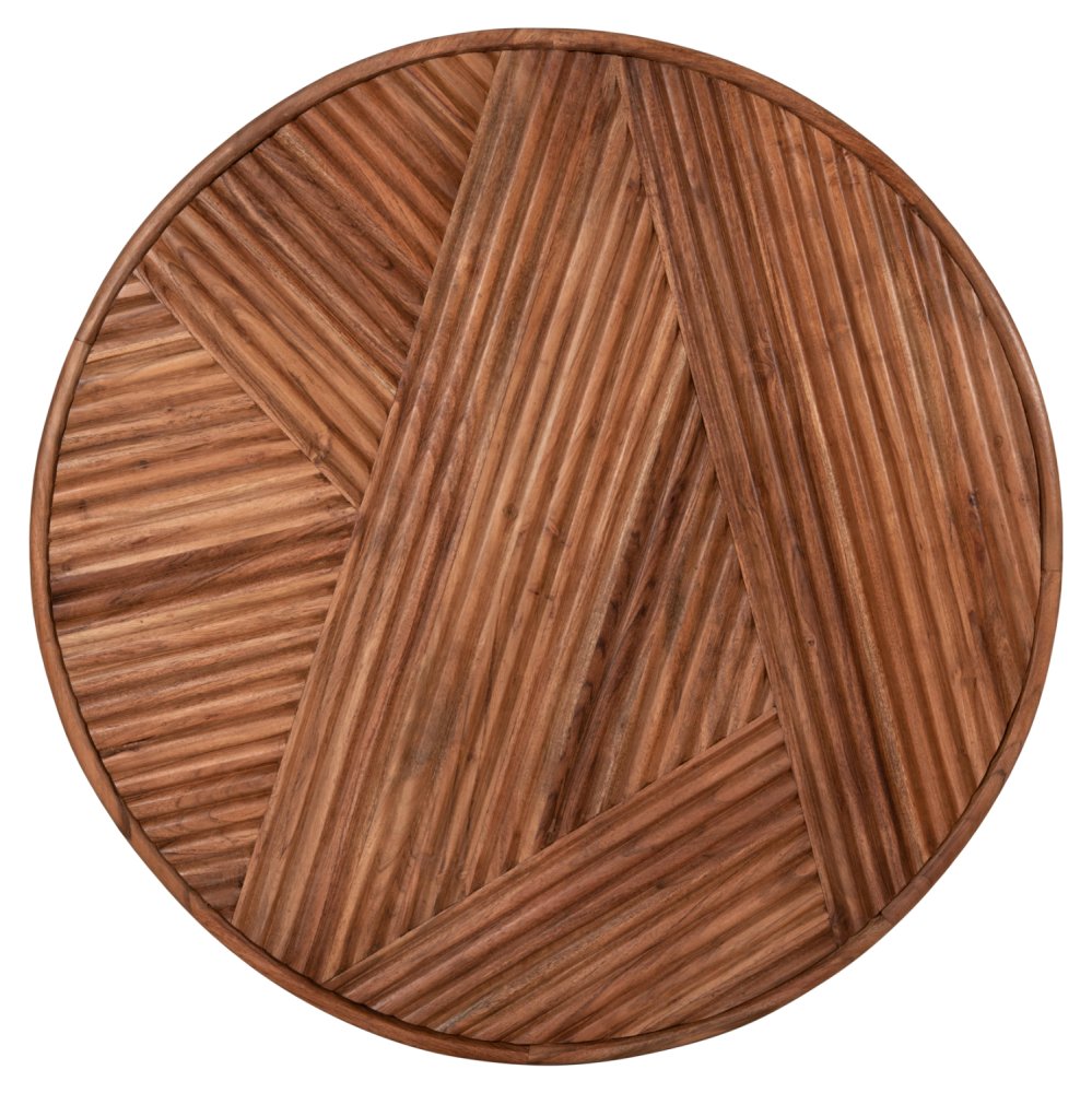 COUCHTISCH RUND MASSIVES AKAZIENHOLZ IN NATÜRLICHER FARBE Φ80x38Hcm