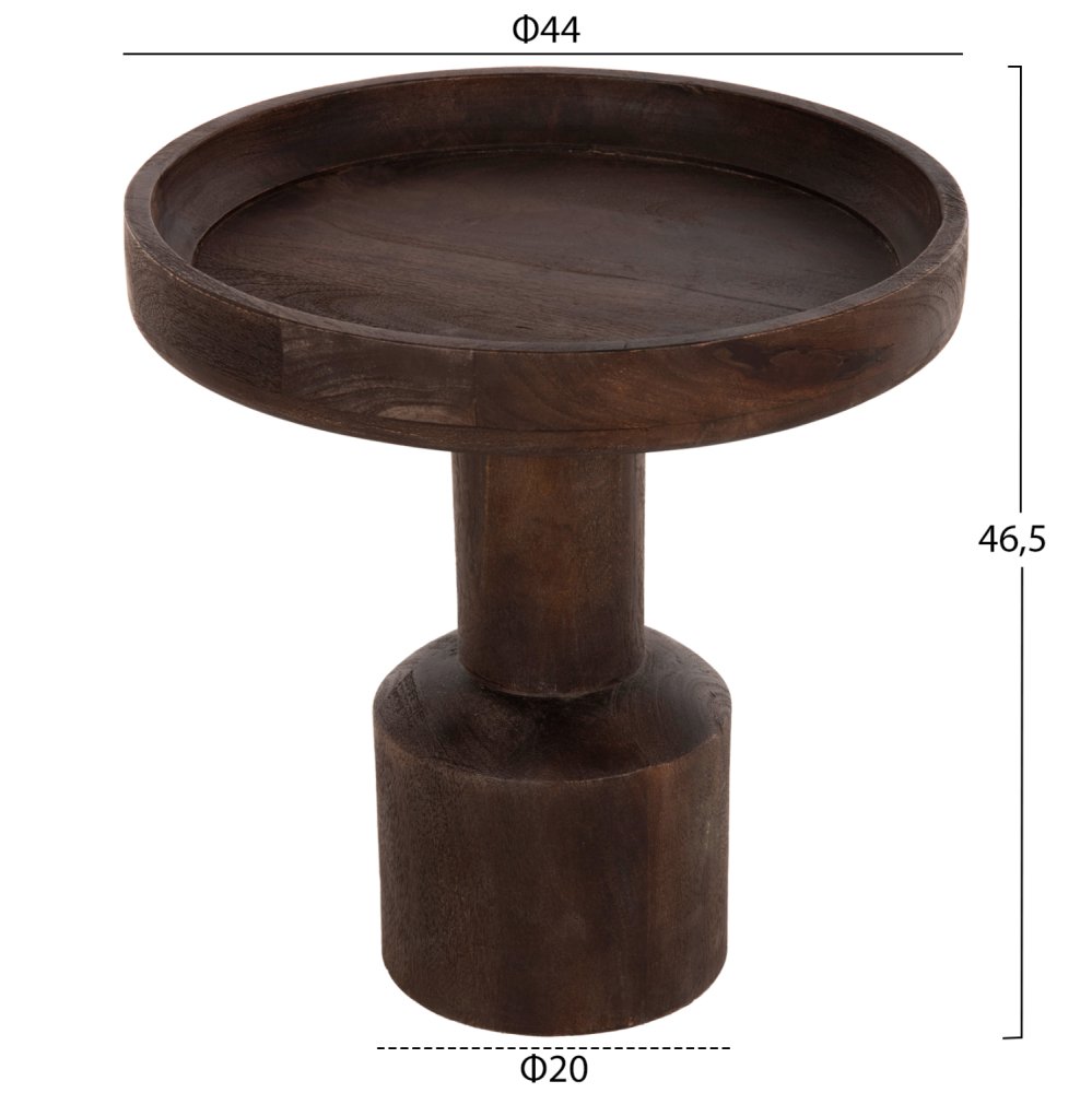COUCHTISCH RUND MASSIVES MANGOHOLZ IN DUNKELBRAUN Φ45x47Hcm