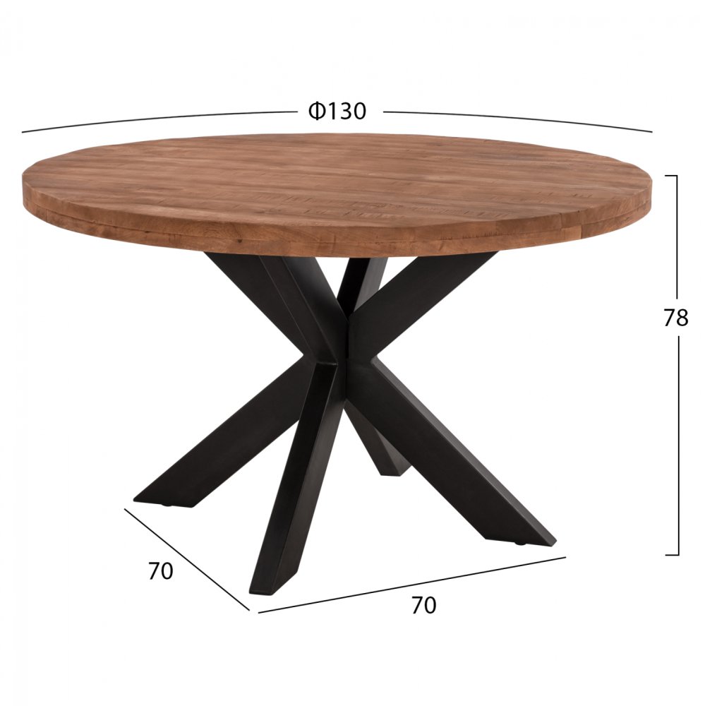 Tisch aus massivem Mangoholz Φ 130x78 cm | Baumstamm Möbel