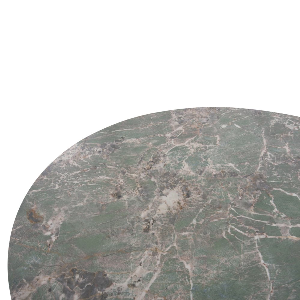 RUNDER ESSTISCH TISCHPLATTE AUS GRAUEM MARMOR UND KERAMIK, SCHWARZE METALLBEINE, Φ135 x 74 Hcm