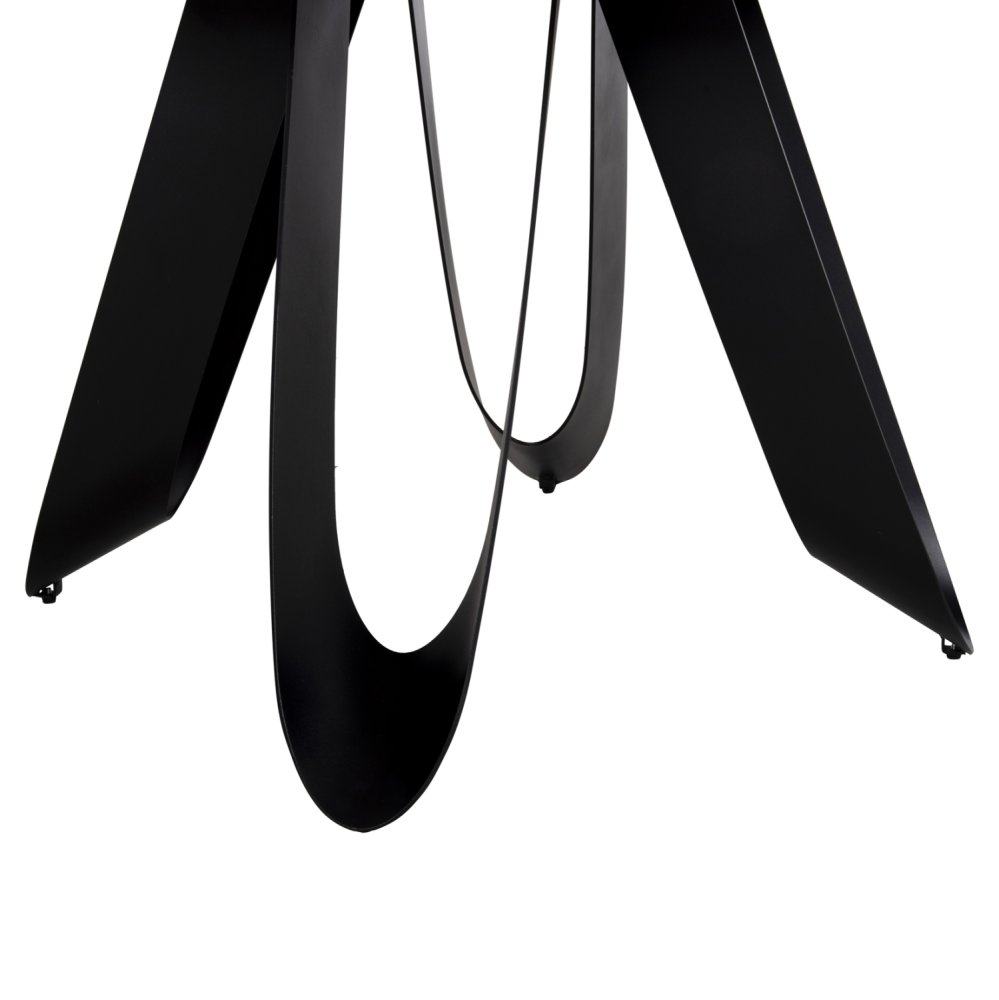 RUNDER ESSTISCH TISCHPLATTE AUS GRAUEM MARMOR UND KERAMIK, SCHWARZE METALLBEINE, Φ135 x 74 Hcm