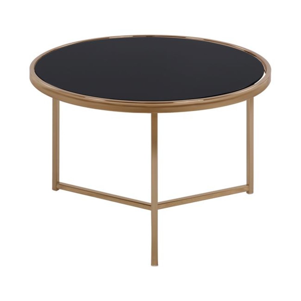 Round table FRANZESCO with glass surface and gilded frame