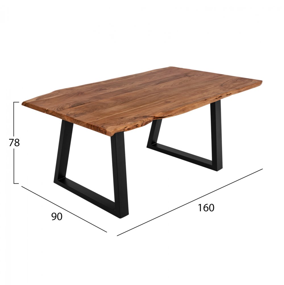 Tisch Montana  aus massivem Akazienholz 160x90x78Y cm | Baumstamm Möbel