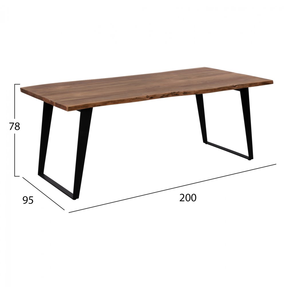 Tisch Alicia  aus massivem Akazienholz 200x95x78 cm | Baumstamm Möbel