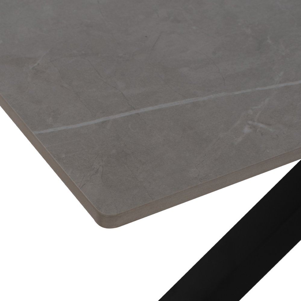 ΤΡΑΠΕΖΙ ΤΡΑΠΕΖΑΡΙΑΣ ΑΠΟ SINTERED STONE ΓΚΡΙ ΜΕΤΑΛΛΙΚΑ ΠΟΔΙΑ 160x90x75εκ. WW9308.03